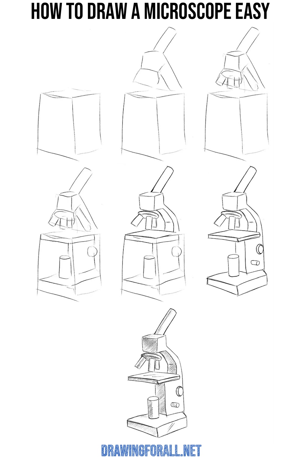 how to draw a microscope easy