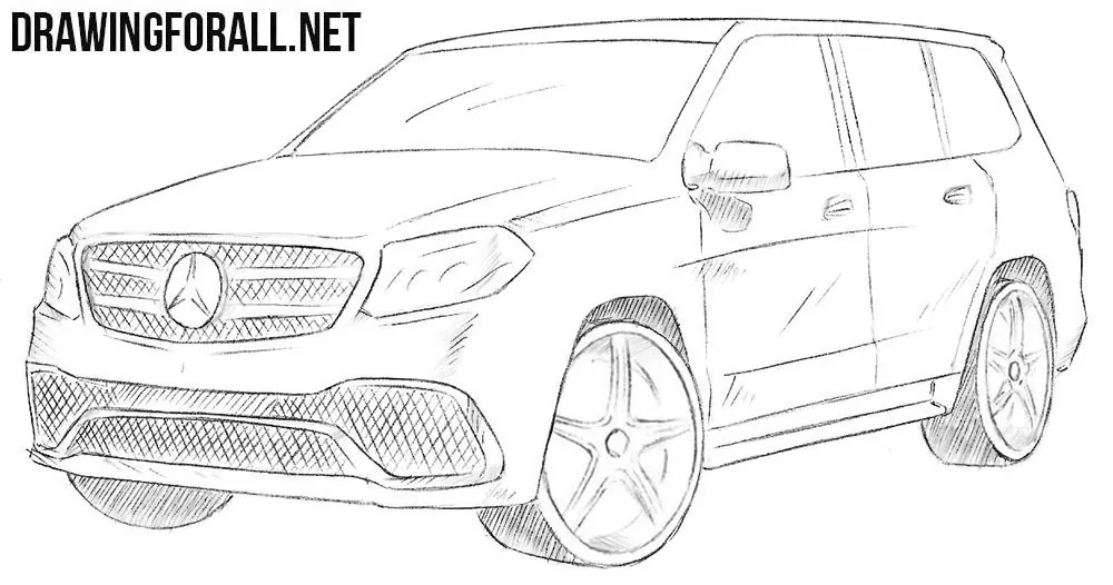 How to draw a Mercedes car step by step - Simple Drawing Ideas