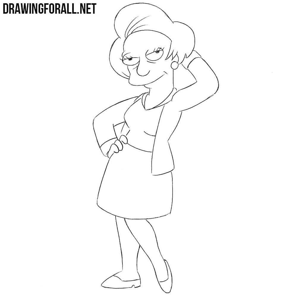 How to draw Edna Krabappel