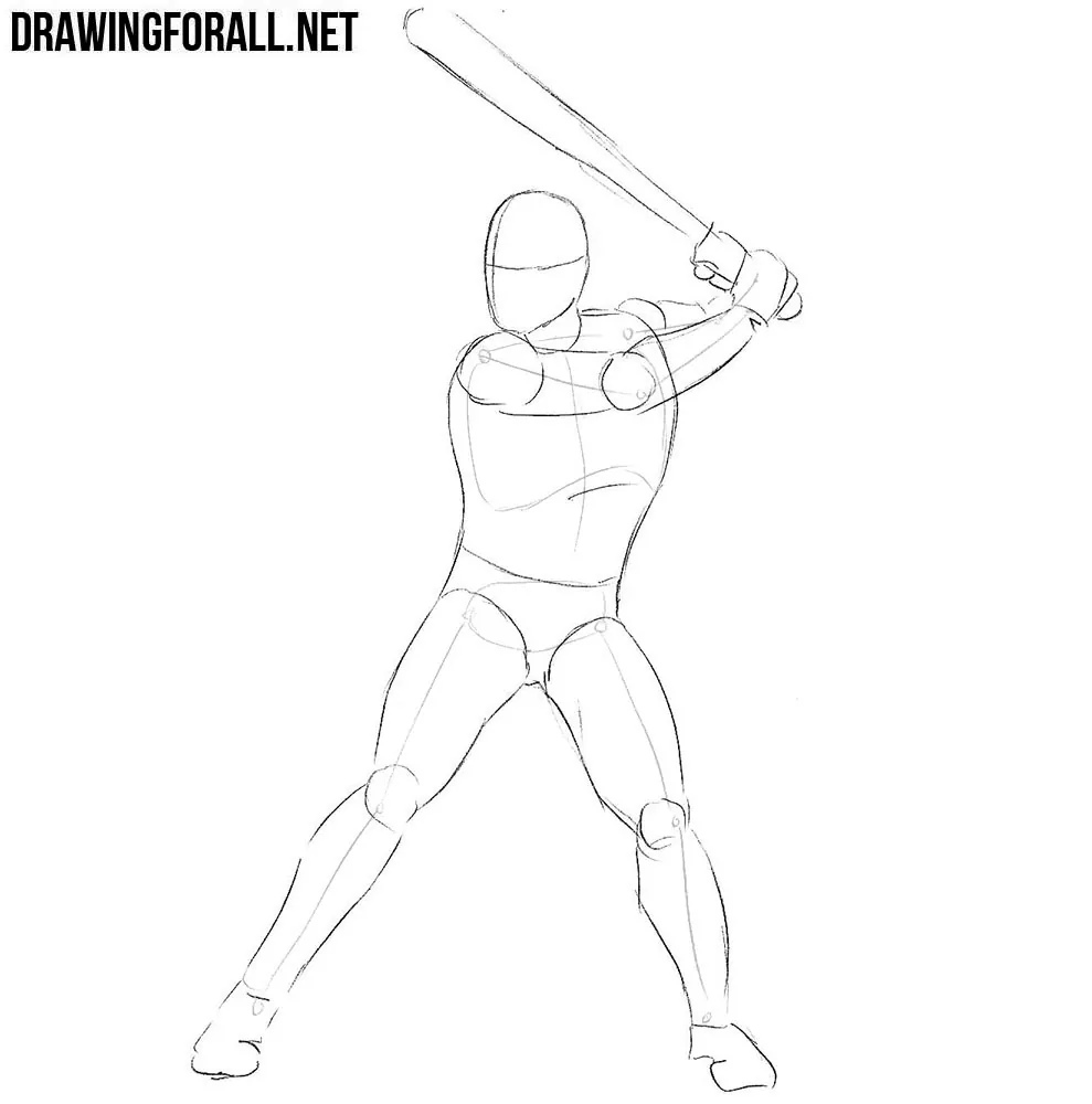 How to draw Baseball Player step by step