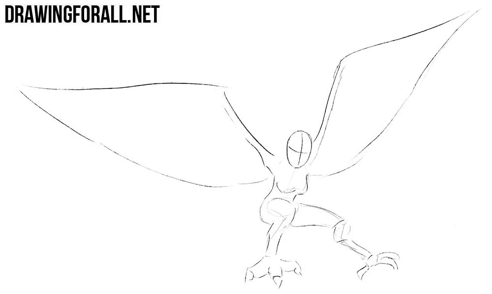 How to draw a harpy step by step