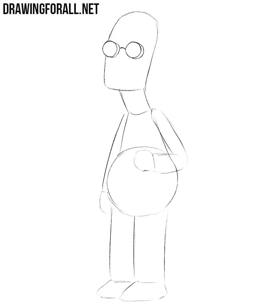 How to draw Professor Frink easy