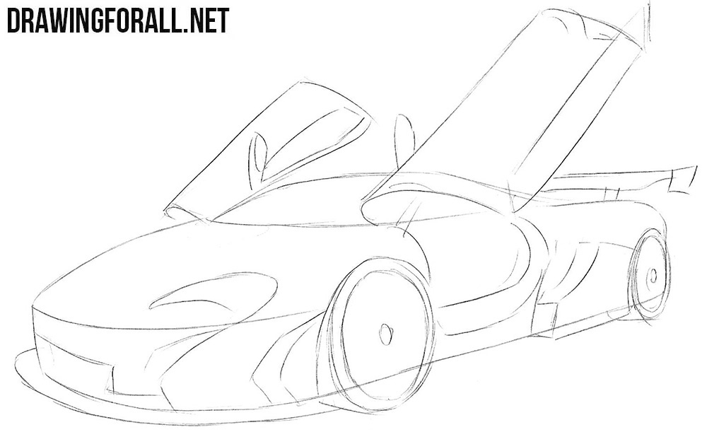 How to draw a McLaren p1 gtr super car