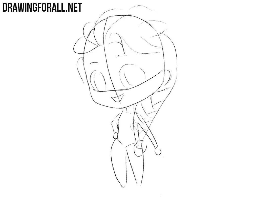 How to sketch Chibi Elsa step by step