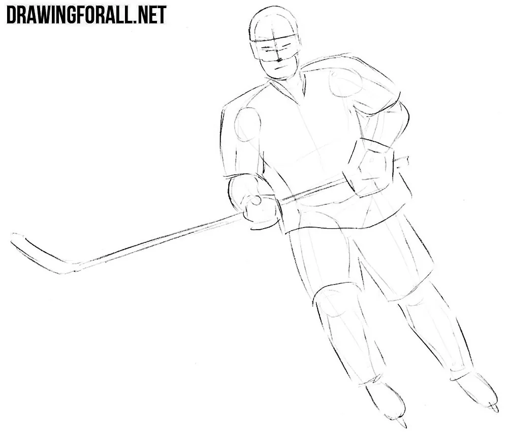 How to draw HOCKEY PLAYER 