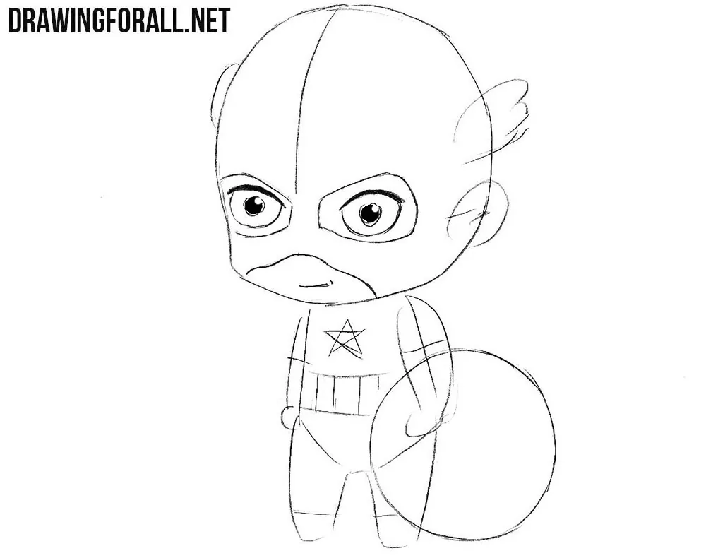 How to draw Captain America in chibi