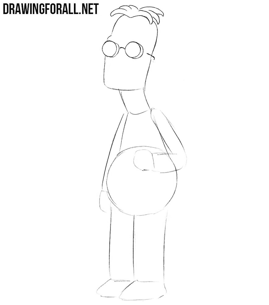 how to draw Professor Frink step by step