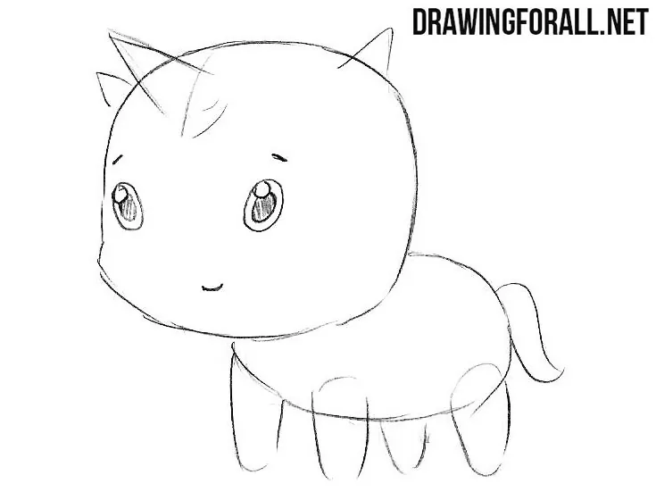 How to draw a chibi unicorn step by step