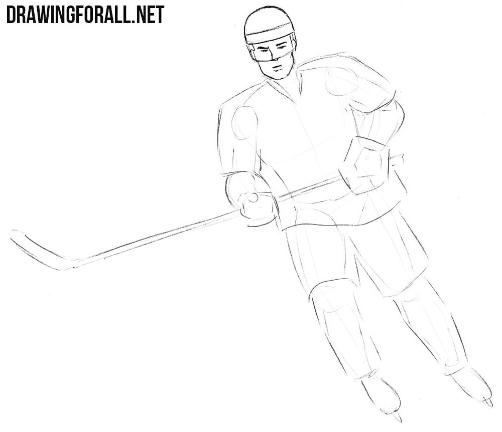 How to draw a realistic hockey player