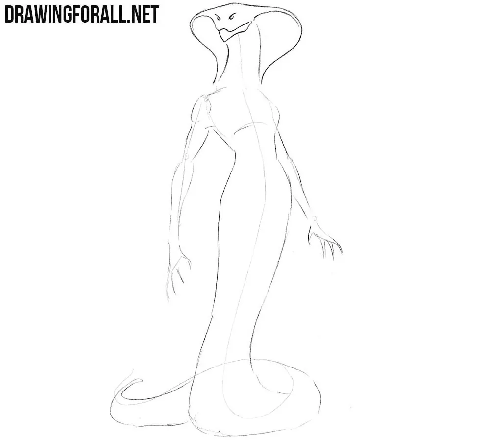 How to draw a snake girl step by step