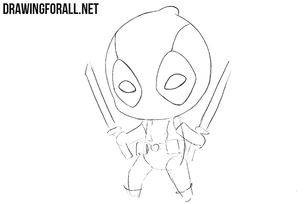 How to draw chibi Deadpool step by step