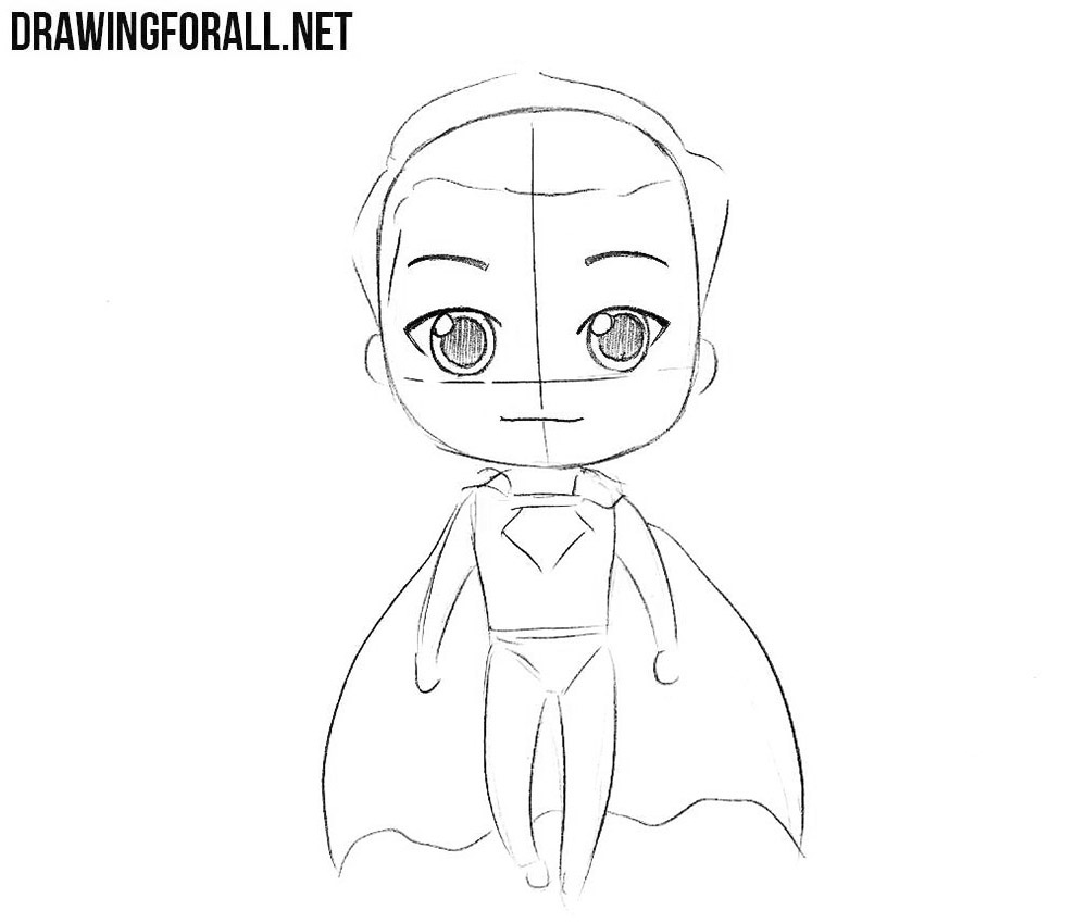 How to draw chibi Superman step by step