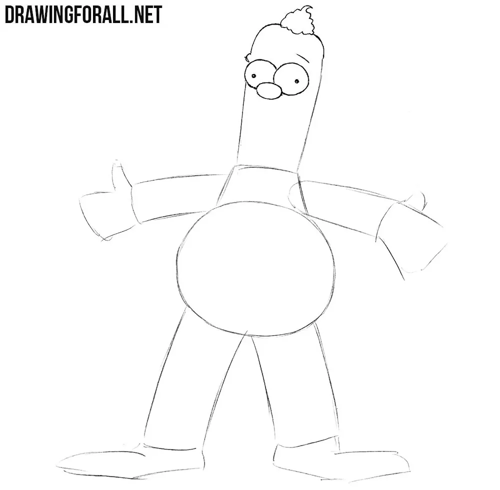 Learn to draw Krusty step by step