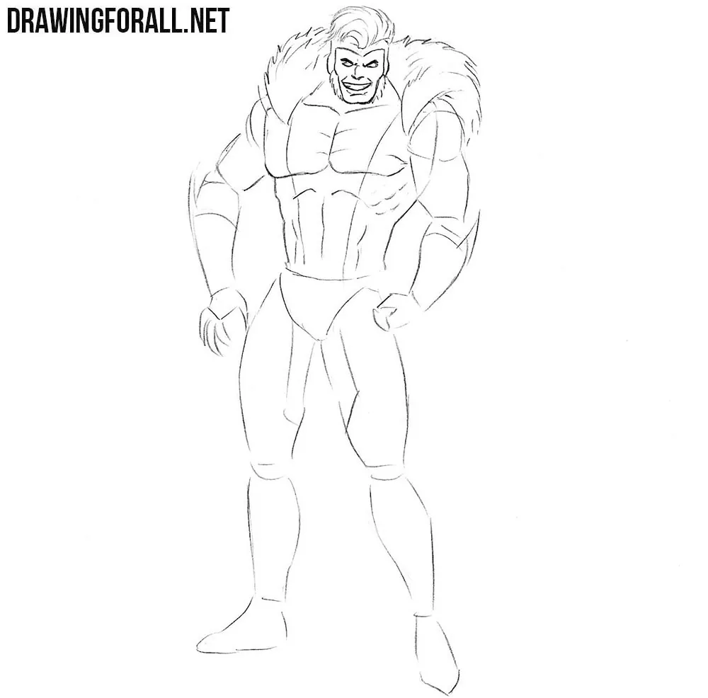 How to draw Sabretooth step by step