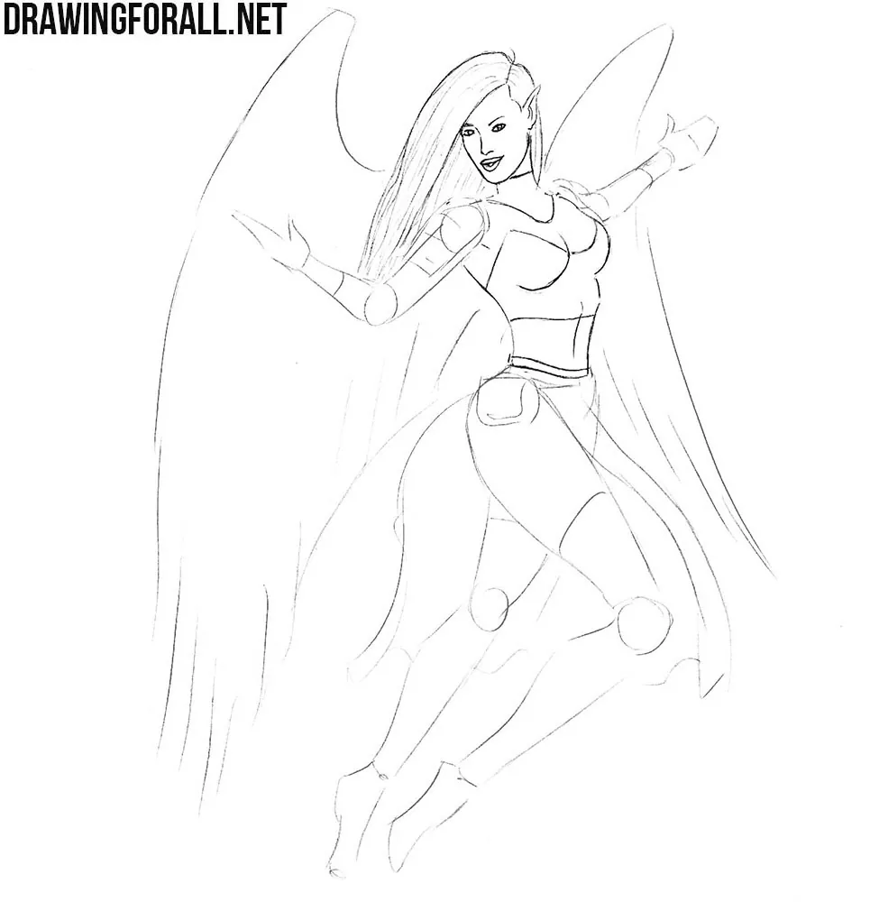 How to draw a girl with wings