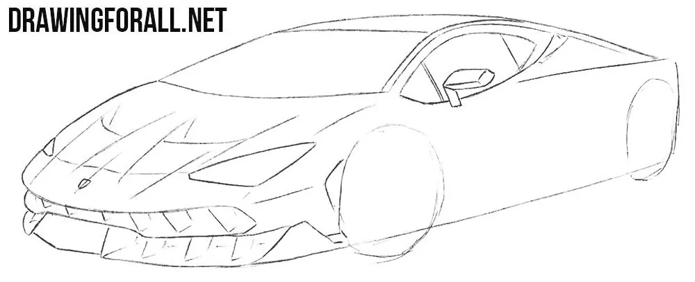 How to draw a lamborghini race car step by step