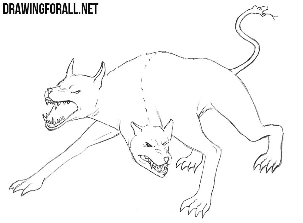 How to draw a scary monster dog