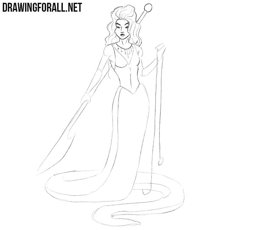 How to draw snake woman