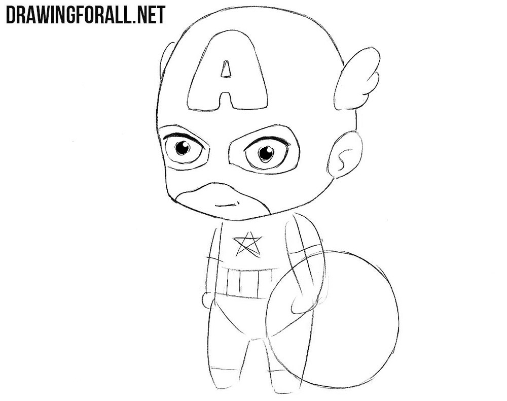 How to sketch Captain America chibi