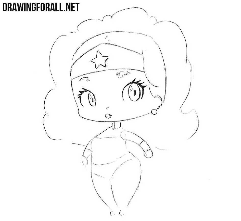 How to sketch chibi Wonder Woman
