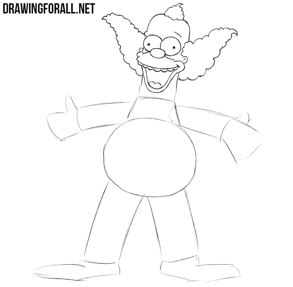 How to draw Krusty the Clown