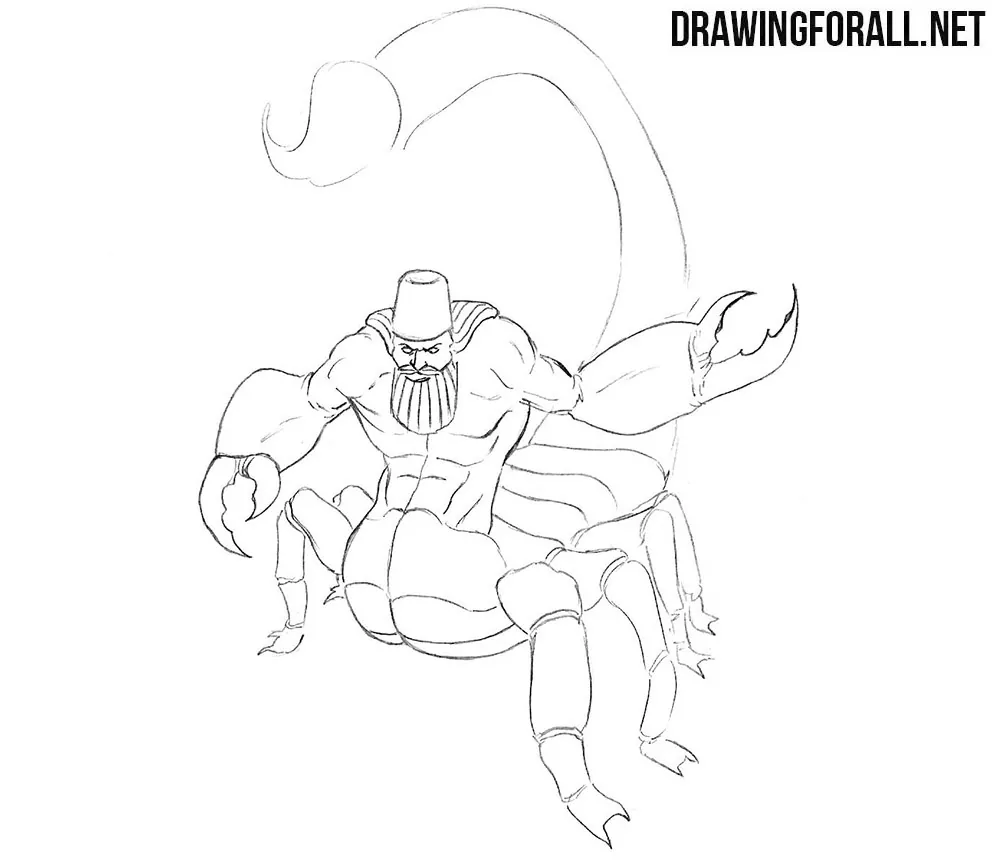How to draw a scorpion man
