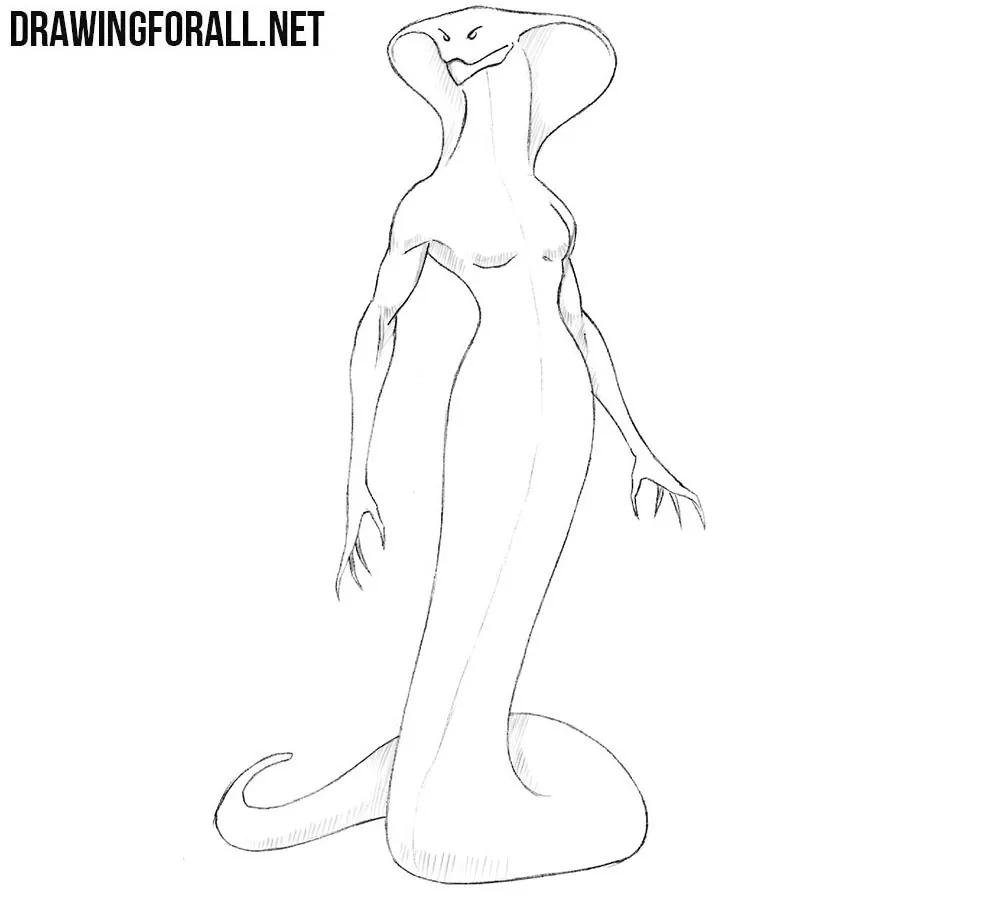 How to draw a snake woman