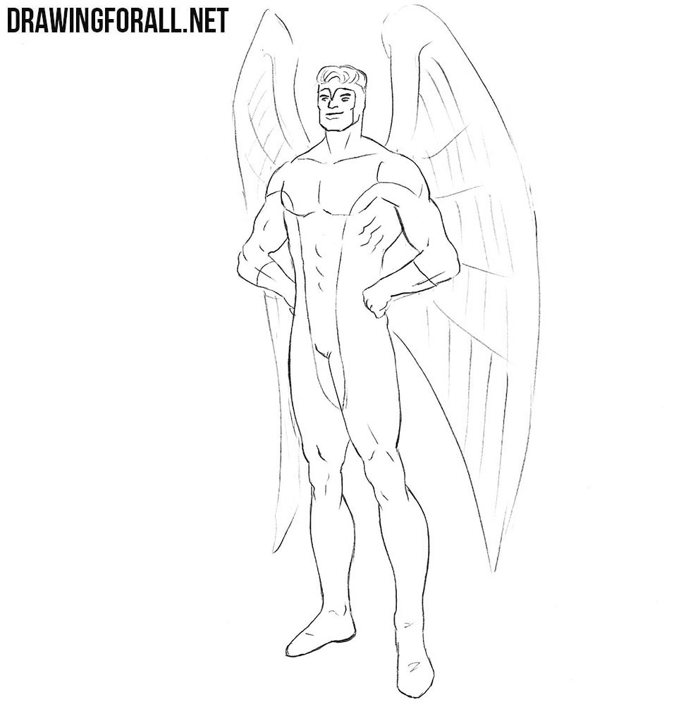How to draw Angel from Marvel