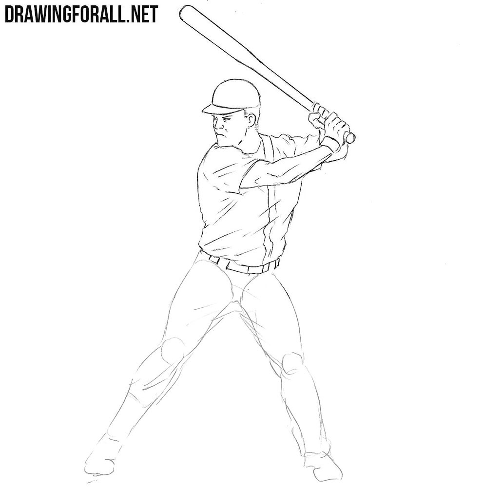 How to draw Baseball Player step by step