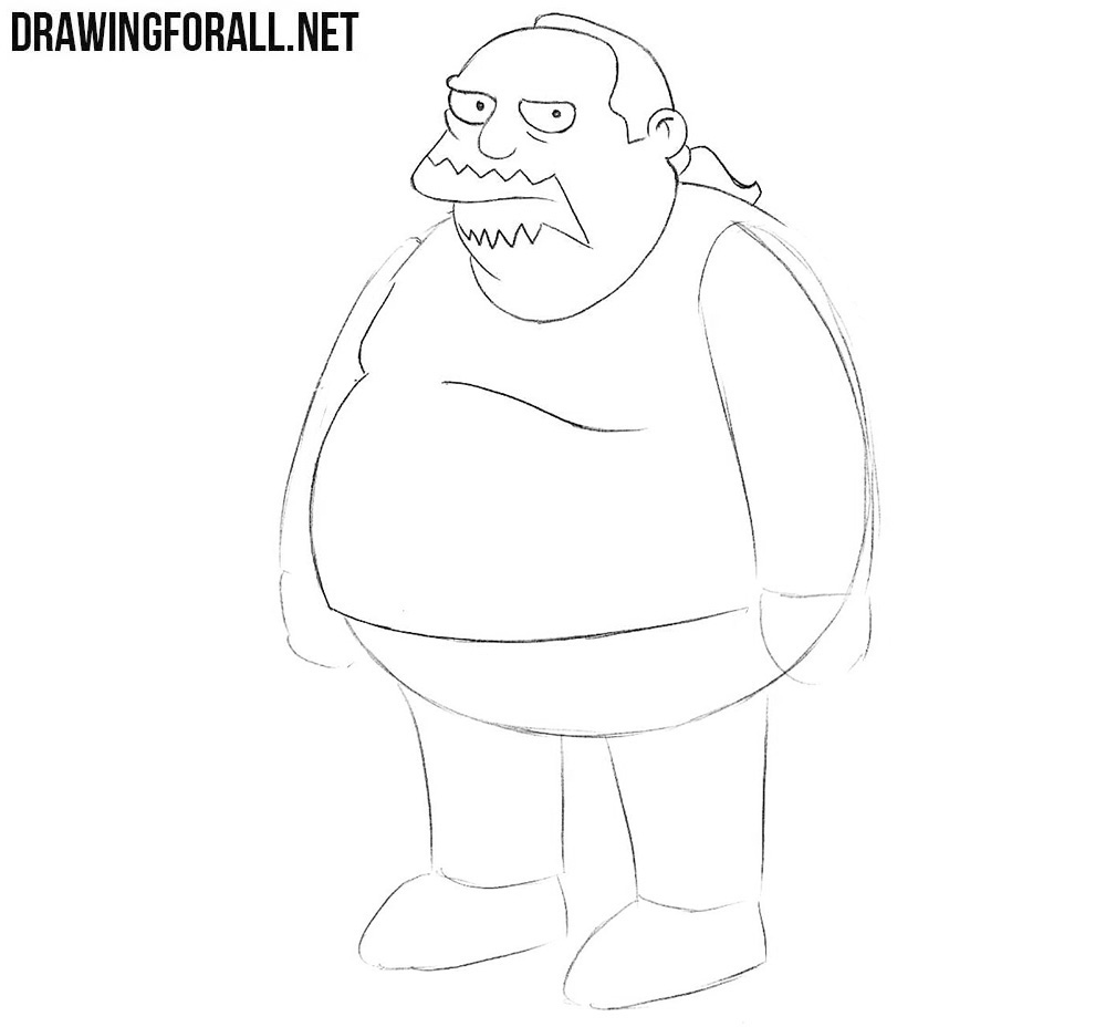 How to draw Jeffrey Jeff Albertson from the Simpsons