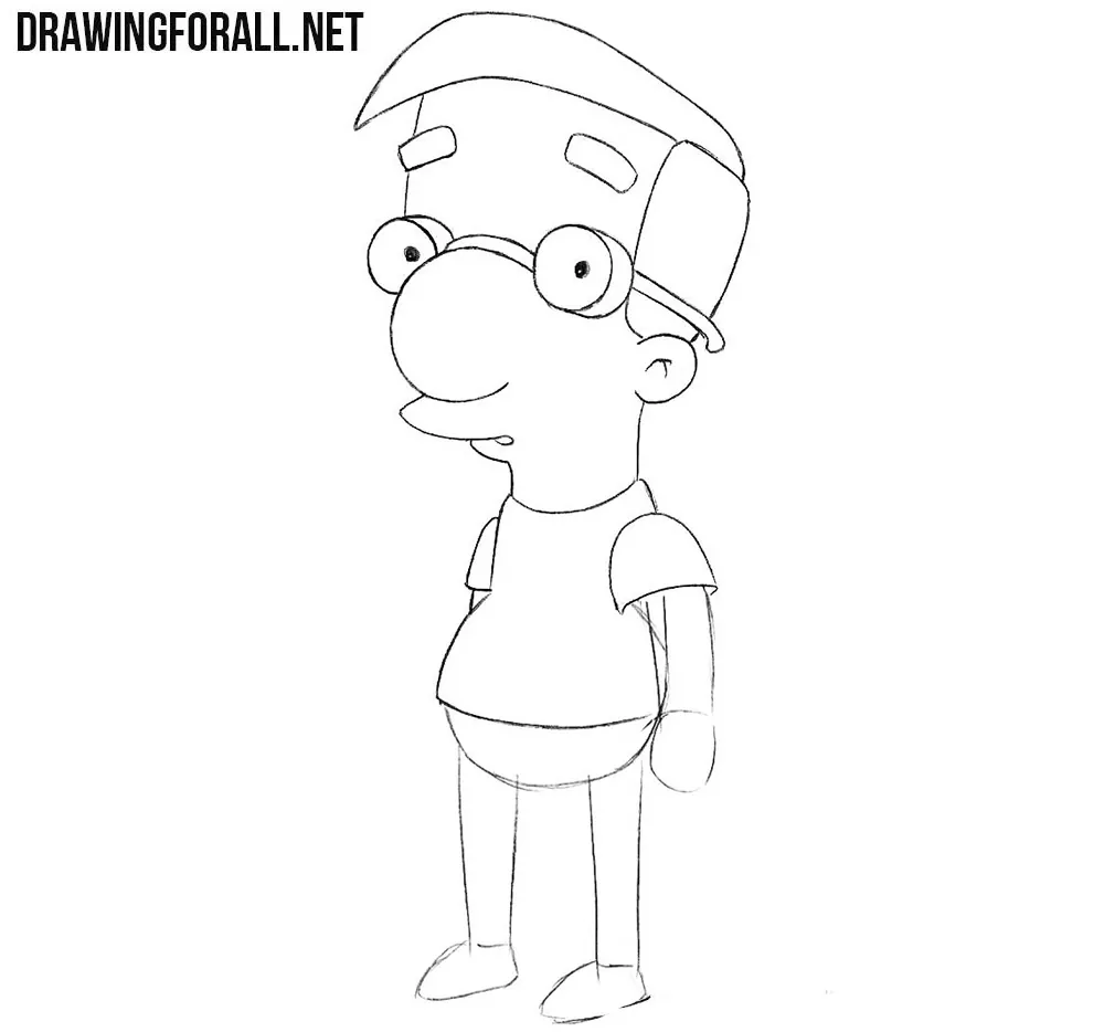 How to draw Milhouse step by step