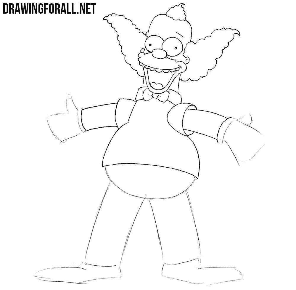 How to draw Krusty the Clown step by step