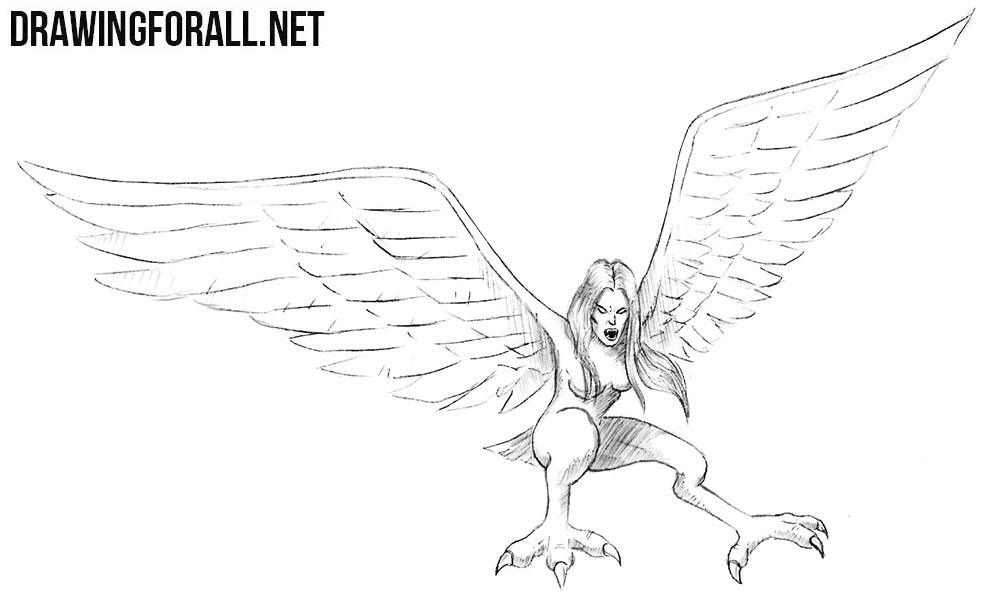 How to draw a harpy