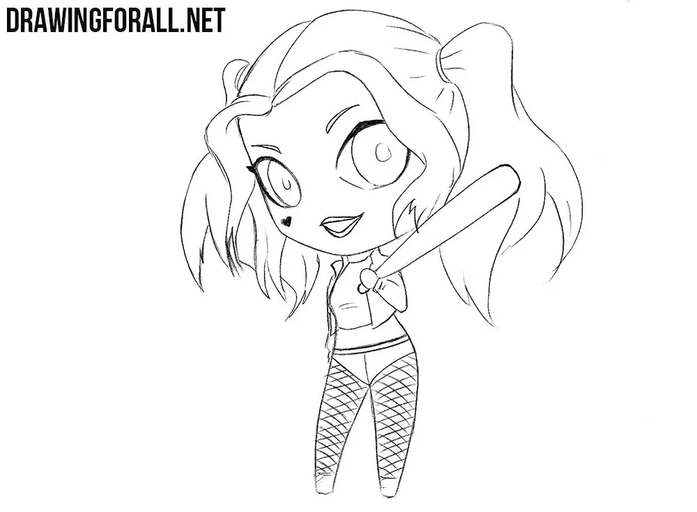 How to draw chibi Harley Quinn