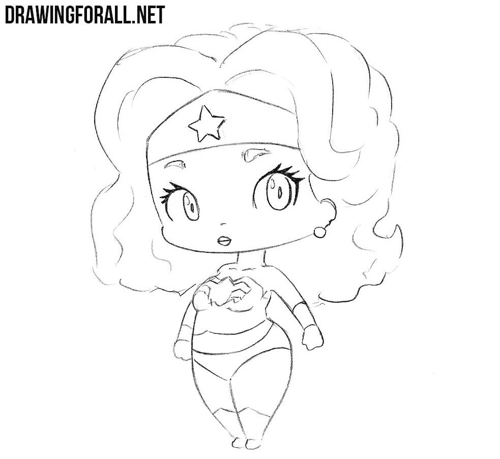 How to draw chibi Wonder Woman