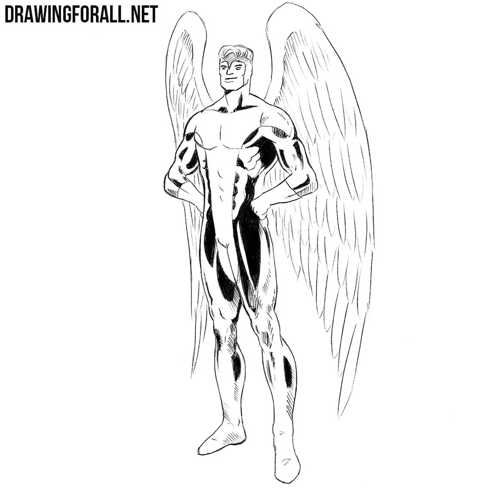 How to draw Angel from Marvel