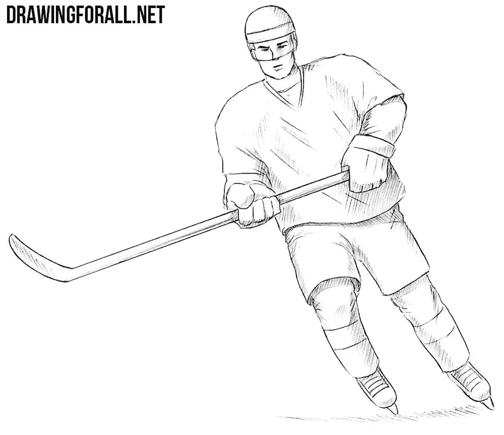 How To Draw A Cartoon Hockey Goaltender In Action.