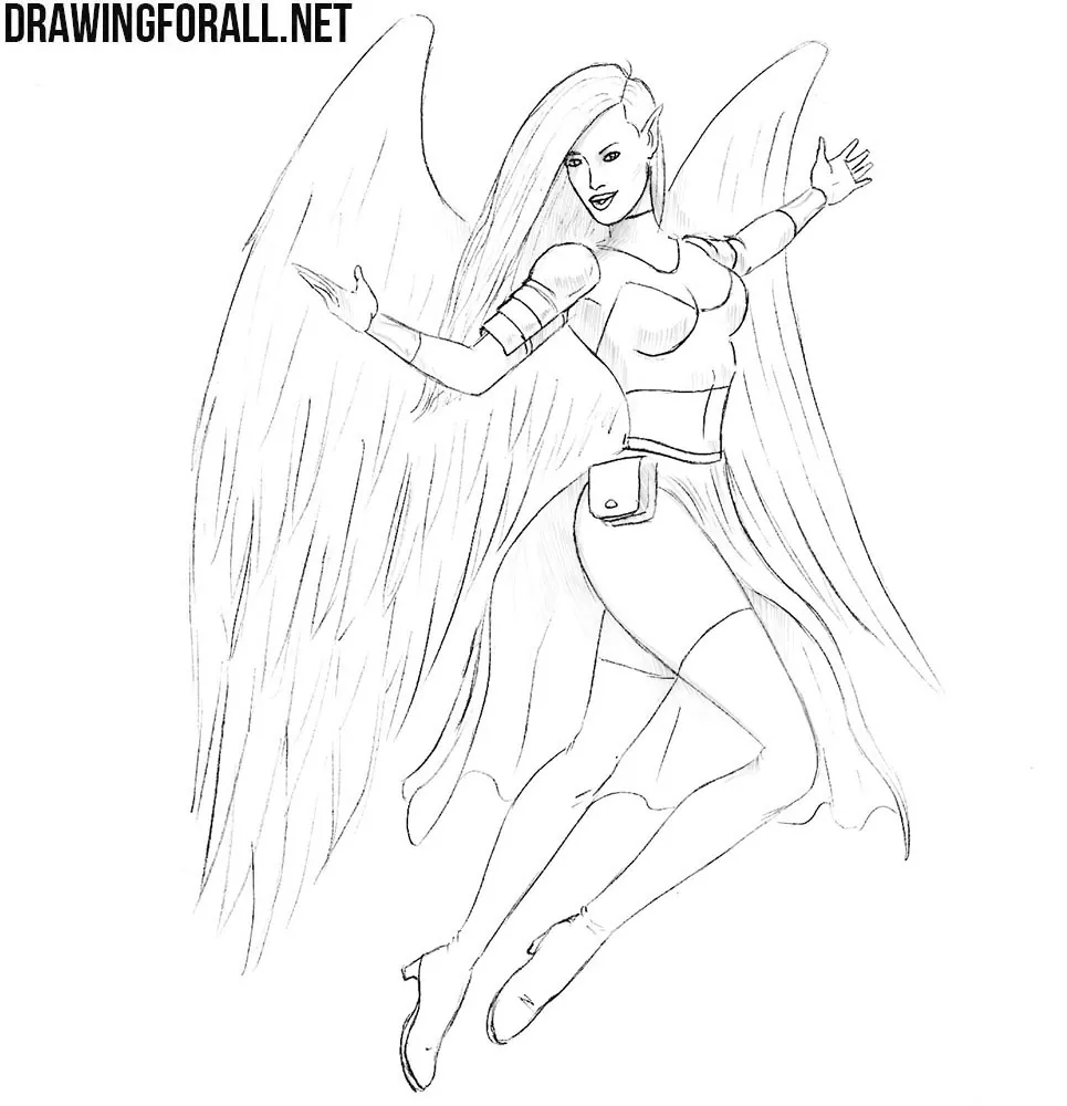 Premium AI Image | a drawing of a girl with wings that say angel.