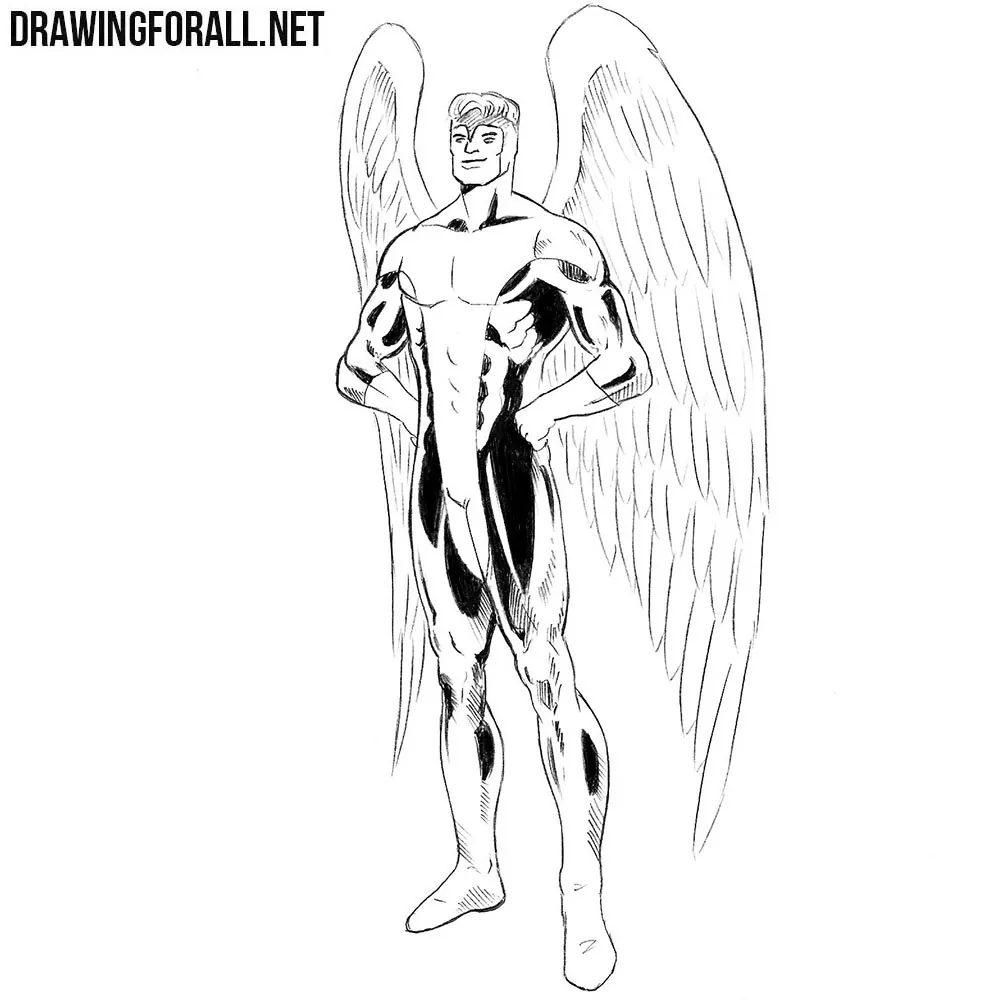 How to draw Angel from Marvel