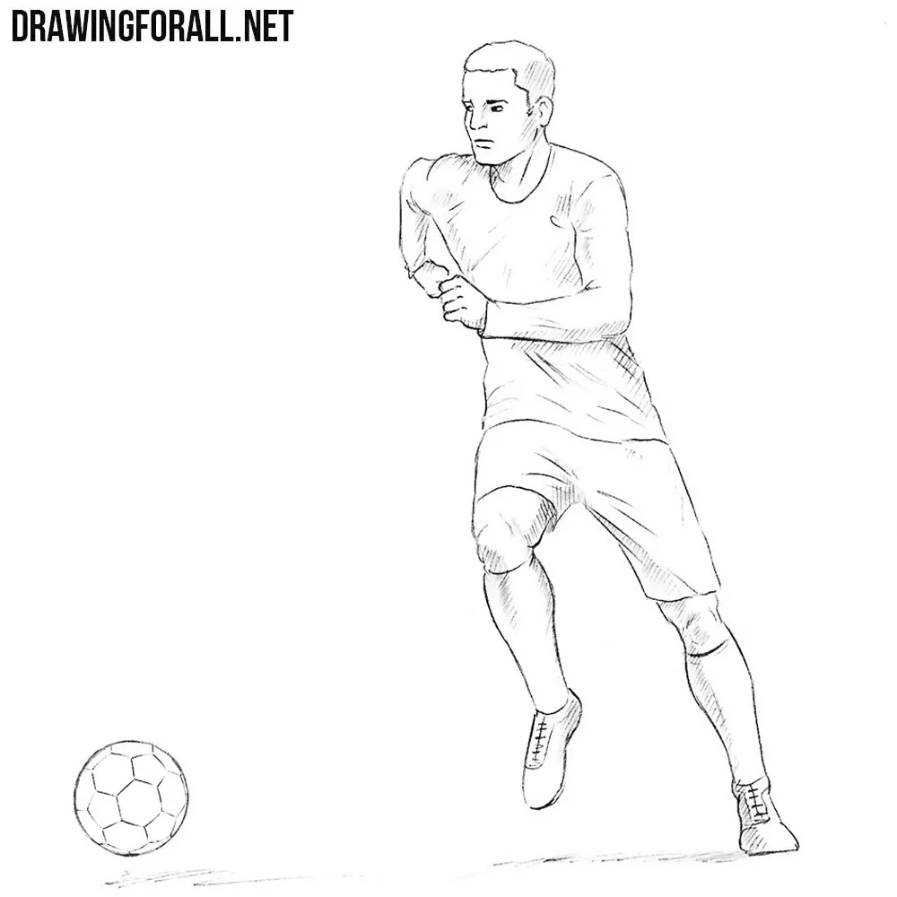 SVG Vettoriale  Sketch Athlete Football Player With The Ball Image  19165441