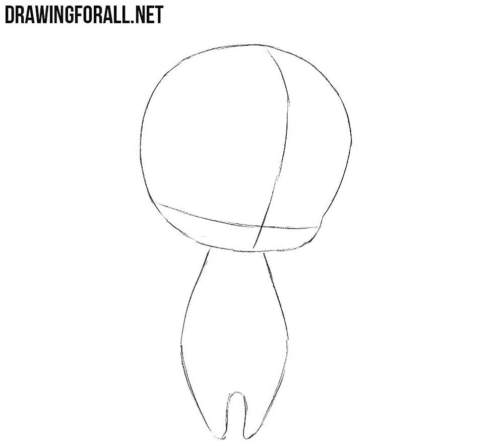 Outlining the chibi cat girl’s small torso and short legs