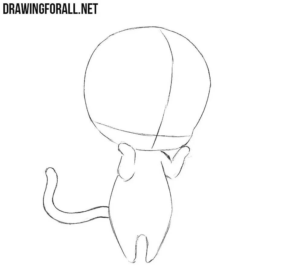 Adding the chibi cat girl’s small arms and long curved tail