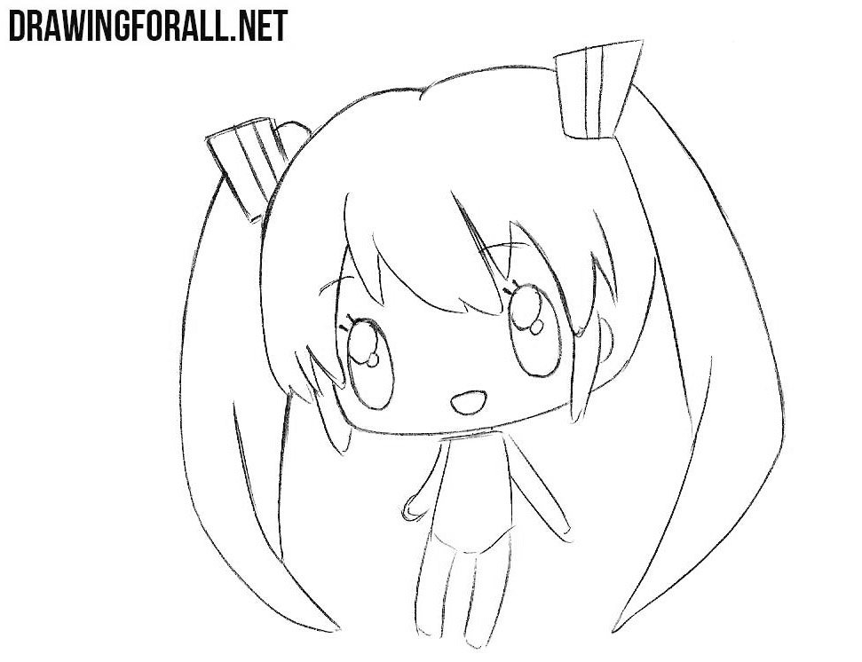 Adding long hair with two bunches beside the chibi’s face