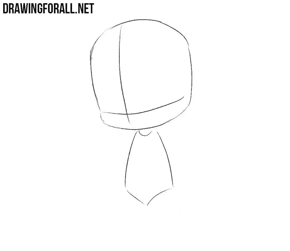 Draw the neck and torso of chibi Thor