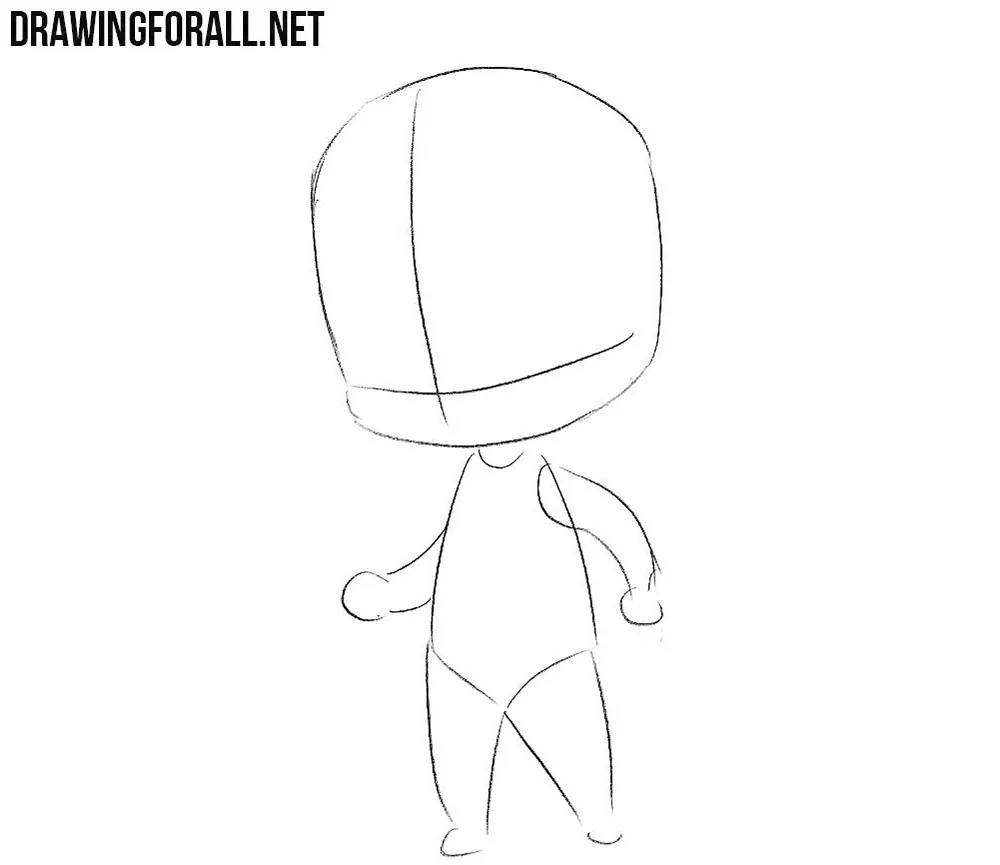 Sketch the chibi arms and legs
