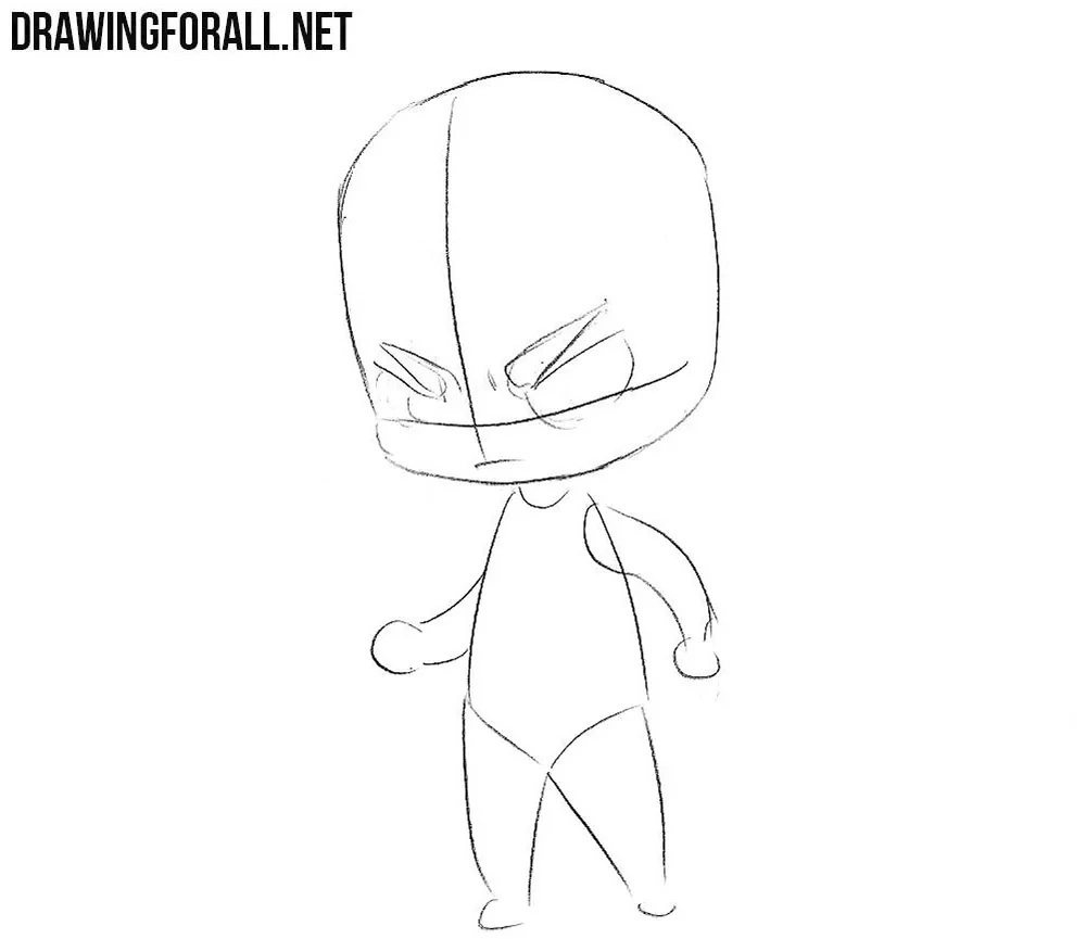 Draw chibi Thorโs facial features