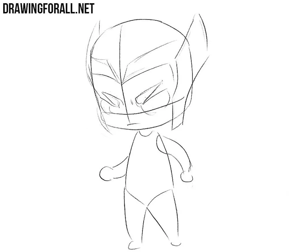 Draw the chibi helmet of Thor