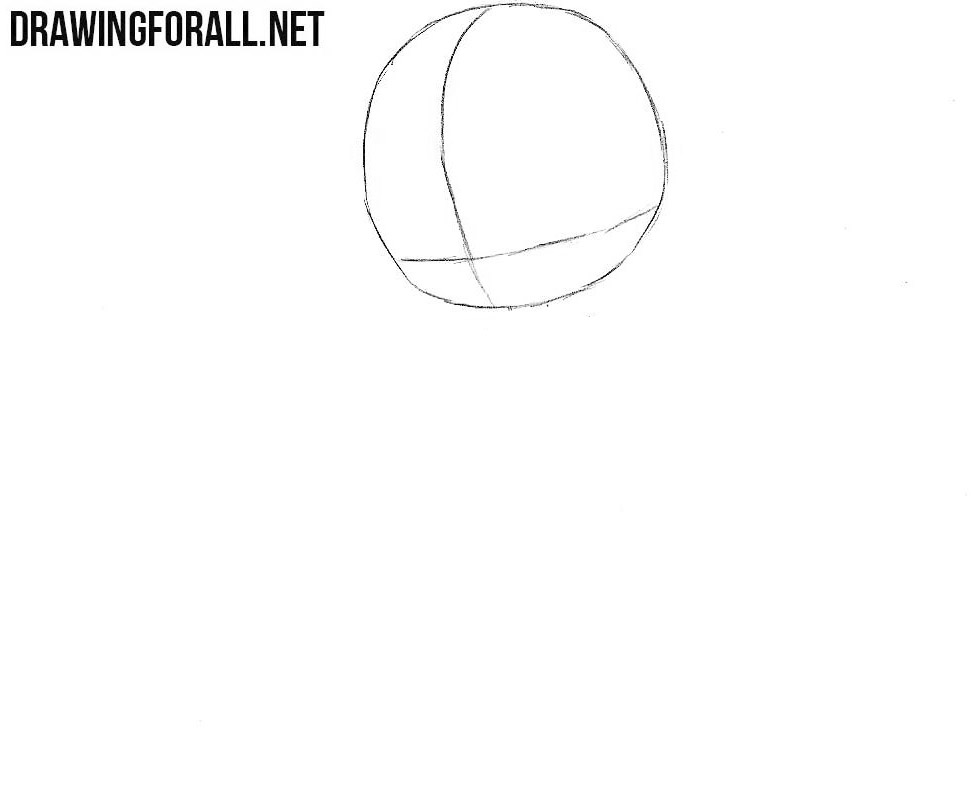 Sketching Zelda’s round head with two intersecting facial guidelines