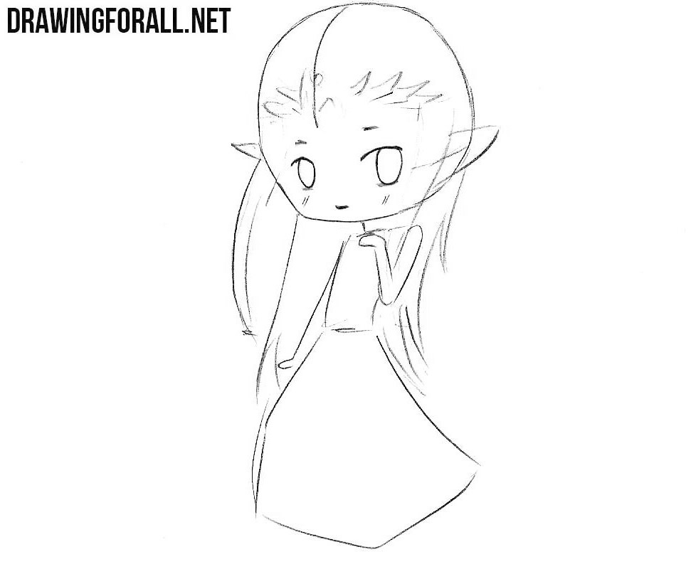 Refining Zelda’s eyes, eyebrows, smiling mouth, and cheek lines
