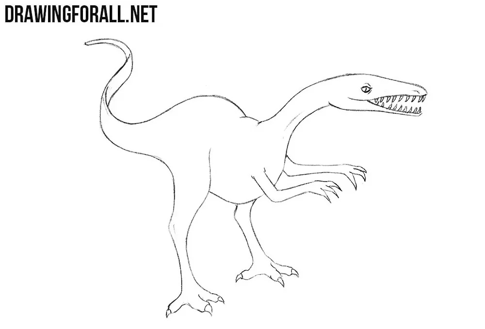Refining the legs, finishing the body outline and removing the construction lines.